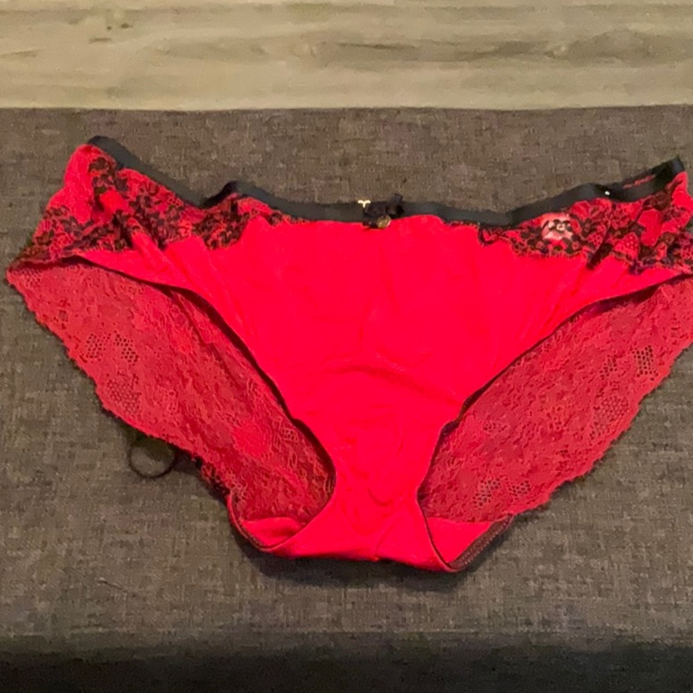 Lace Trim Red Women's Intimate with gold accents